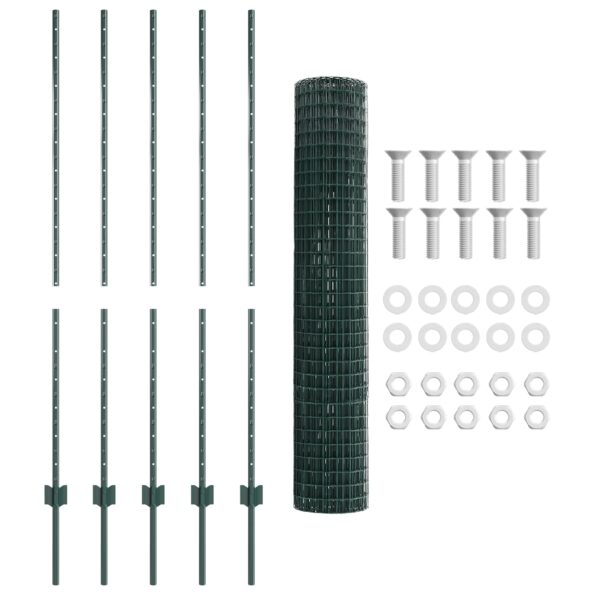 vidaXL Euro plot s 5 U stĺpmi Zelený 1.4x10 m Ocel – Obrázok 5
