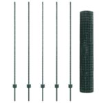 vidaXL Euro plot so 5 U stĺpikmi Zelený 1.5x10 m z ocele – Obrázok 4