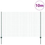 vidaXL Euro plot s 5 U stĺpikmi Zelený 1.6x10 m Oceľ – Obrázok 3