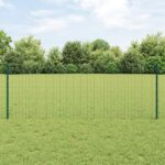vidaXL Euro plot s 5 U stĺpikmi zelený 0.8x10 m oceľ