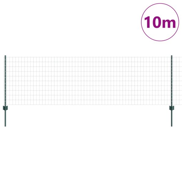 vidaXL Euro plot s 5 U stĺpikmi zelený 0.8x10 m oceľ – Obrázok 3