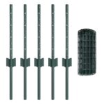 vidaXL Euro plot s 5 U stĺpikmi Zelený 0.4x10 m Oceľ – Obrázok 4