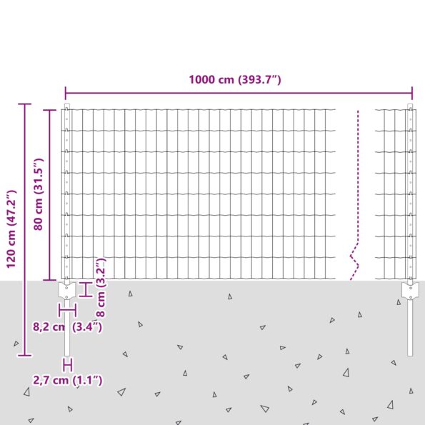 3335982_10.jpg vidaXL Európsky Plot s 5 U Stľpikmi Zelený 0.8x10 m Oceľ – Obrázok 10