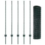 vidaXL Euro plot s 5 U stĺpikmi Zelená 1,2x10 m Oceľ – Obrázok 5