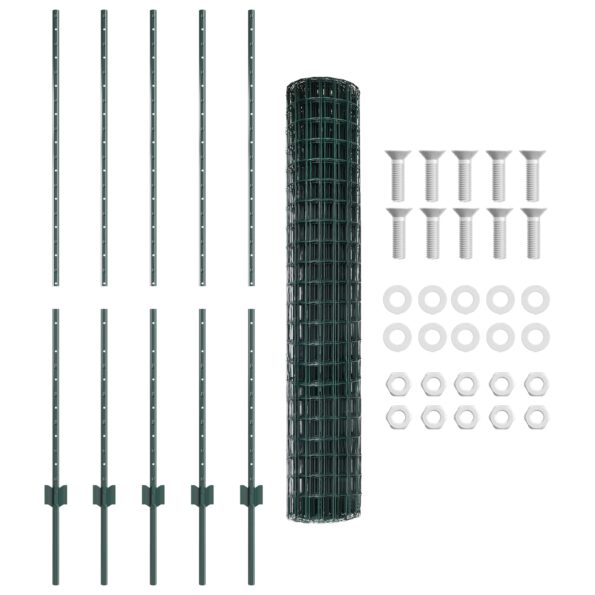 vidaXL Zelený Oplótok so 5 U stĺpikmi 1.4x10 m Oceľ – Obrázok 4