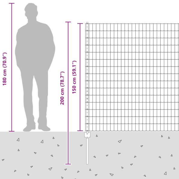 vidaXL Euro plot  s 5 U stĺpmi Zelený 1.5x10 m Oceľ – Obrázok 13