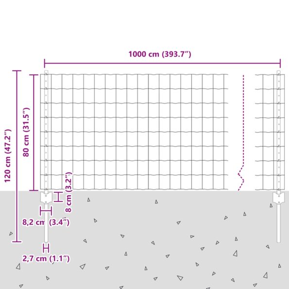 vidaXL Euro plot s 5 U stĺpmi, Zelená, 0,8x10 m Oceľ – Obrázok 10