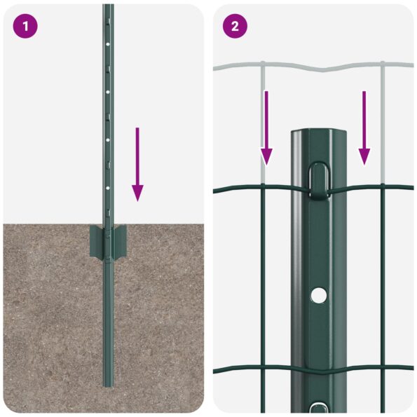 vidaXL Euro plot s 5 U stĺpmi, Zelená, 0,8x10 m Oceľ – Obrázok 9