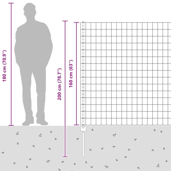 vidaXL Euro plot  so 5 U stĺpikmi Zelený 1.6x10 m Oceľ – Obrázok 13