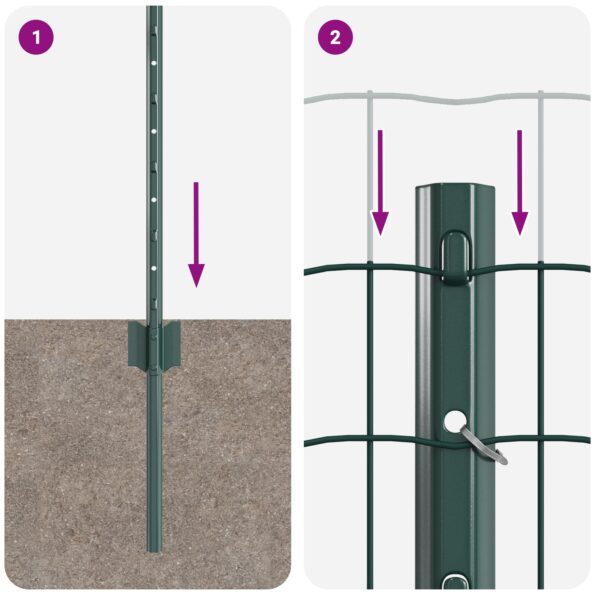 VidaXL Euro plot s 5 U stĺpikmi Zelený 0.6x10 m Oceľ – Obrázok 9