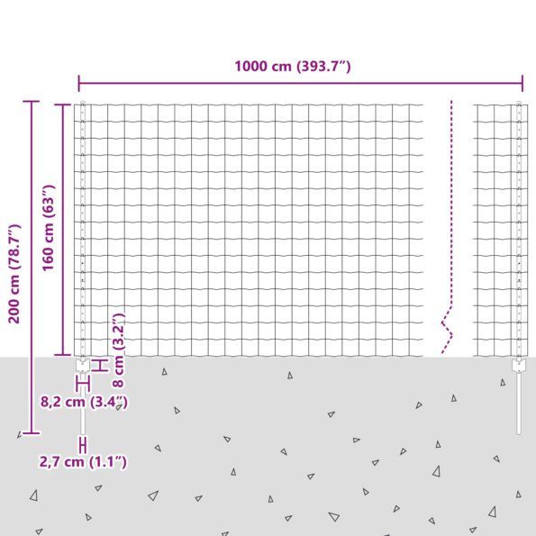 vidaXL Euro plot Set Sada 2 Zelená Oceľ 10 x 1.6 m Pevný Euro plot – Obrázok 11