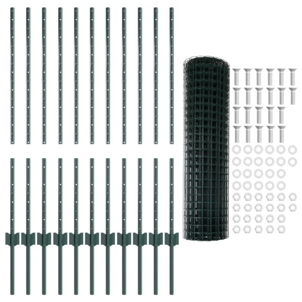 vidaXL Set záhradných plotov  Sada 2 Zelená Oceľ 25 x 1 m Trvácny – Obrázok 5