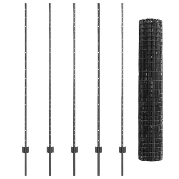 vidaXL súprava záhradného plotu Súprava 2 Sivá Pozinkovaná oceľ – Obrázok 4