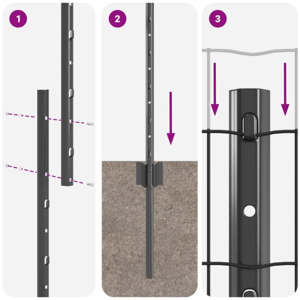 vidaXL Záhradný plot Súprava 2 kusov Tmavo šedá Pozinkovaná oceľ – Obrázok 10