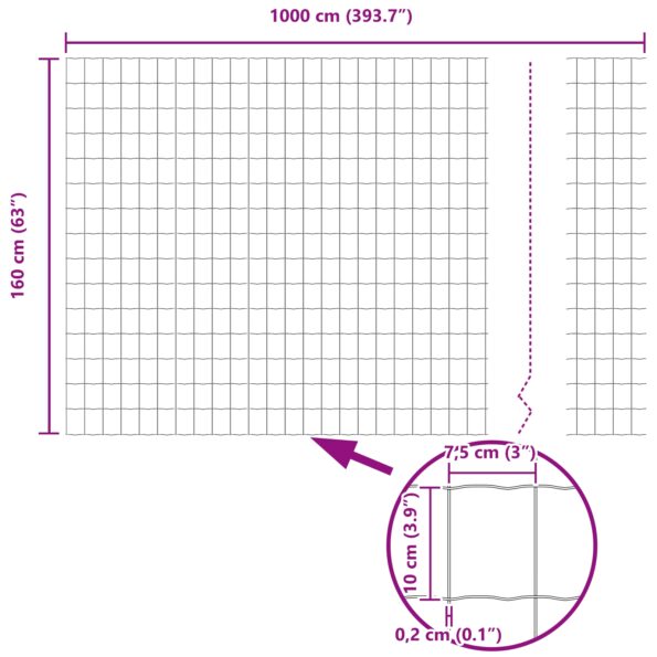 vidaXL Euro plot s 10 U tyčami sivý 1.6x10 m oceľ – Obrázok 11