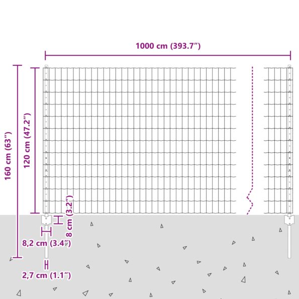 vidaXL Záhradný plot Sada 2 Galvanizovaná oceľ 10 x 1.2 metra Odolný – Obrázok 11