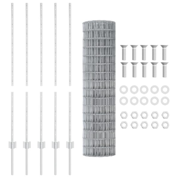 vidaXL Záhradný plot Sada 2 Galvanizovaná oceľ 10 x 1.2 metra Odolný – Obrázok 4