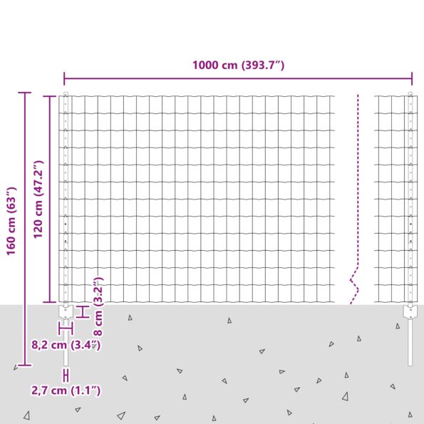 3336172_11.jpg vidaXL Záhradné oplotenie Set 2 Pozinkovaná oceľ 10 x 1.2 metra Odolné – Obrázok 11