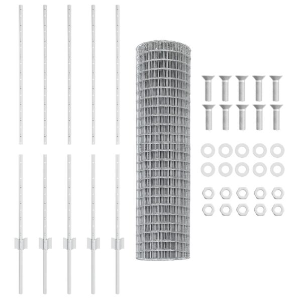 vidaXL Súprava záhradného plotu  Set 2 Pozinkovaná oceľ 10 x 1.2 m Odolná – Obrázok 5