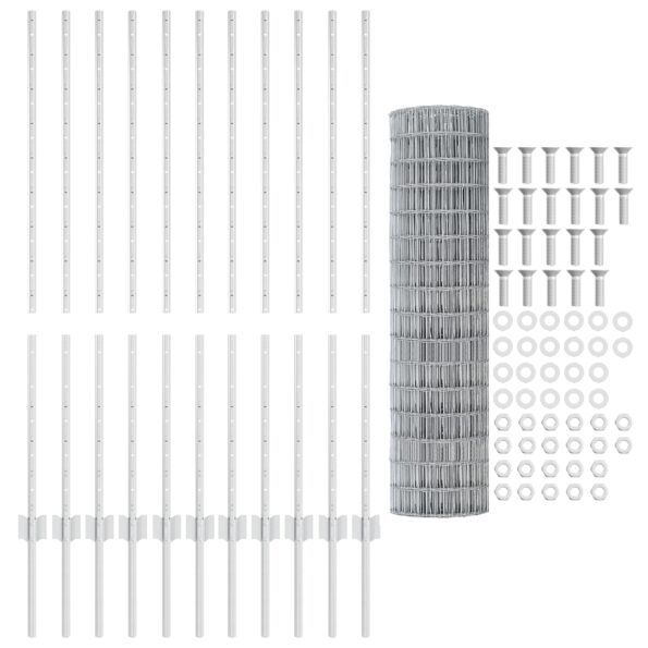 vidaXL euro sada plotov Sada 2 Pozinkovaná oceľ Veľká Pevná Sivý plot – Obrázok 4