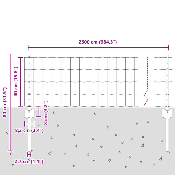 vidaXL Euro plot Sada 2 Pozinkovaná oceľ 25 x 0.4 m Pevný Euro plot – Obrázok 10