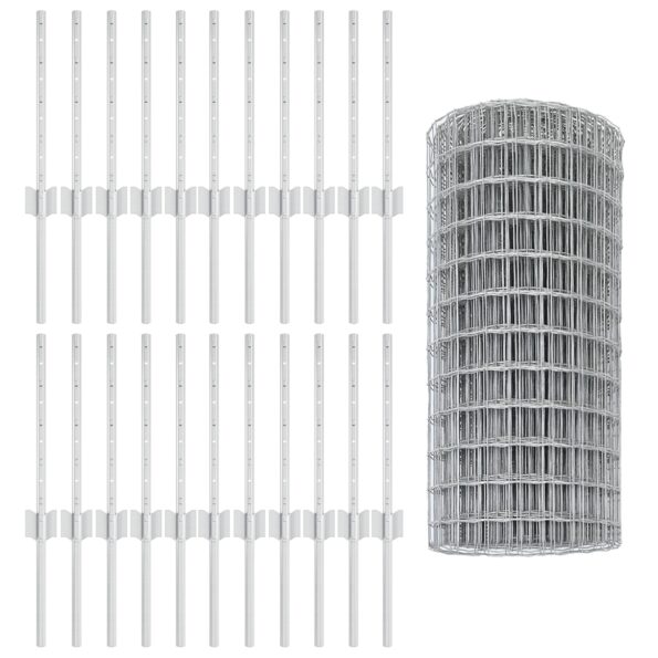 vidaXL Euro oplotenie Sada 3 Pozinkovaná oceľ 50 x 0.4 m Pevný – Obrázok 5