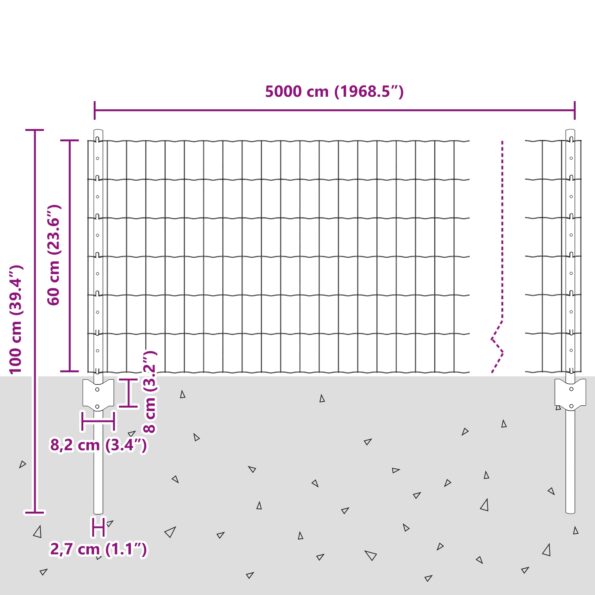 3336209_10.jpg vidaXL Súprava záhradného plotu  Sada 2 Pozinkovaná oceľ 50 x 0.6 m – Obrázok 10