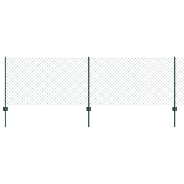 vidaXL Reťazový plot  s 10 U stĺpikmi Zelený 0.8x10 m Oceľ – Obrázok 2