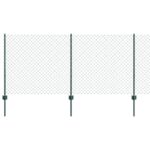 vidaXL Retiazkové oplotenie  s 10 U stĺpmi Zelená 1x10 m Oceľ – Obrázok 2