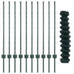 vidaXL Retiazkové oplotenie  s 10 U stĺpmi Zelená 1x10 m Oceľ – Obrázok 5