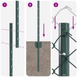 vidaXL retiazkové pletivo s 10 U stĺpikmi Zelené 1,2x10 m Oceľ – Obrázok 10