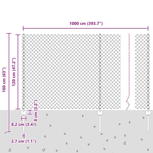 vidaXL retiazkové pletivo s 10 U stĺpikmi Zelené 1,2x10 m Oceľ – Obrázok 11