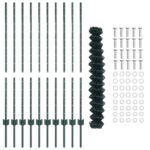 vidaXL retiazkové pletivo s 10 U stĺpikmi Zelené 1,2x10 m Oceľ – Obrázok 4