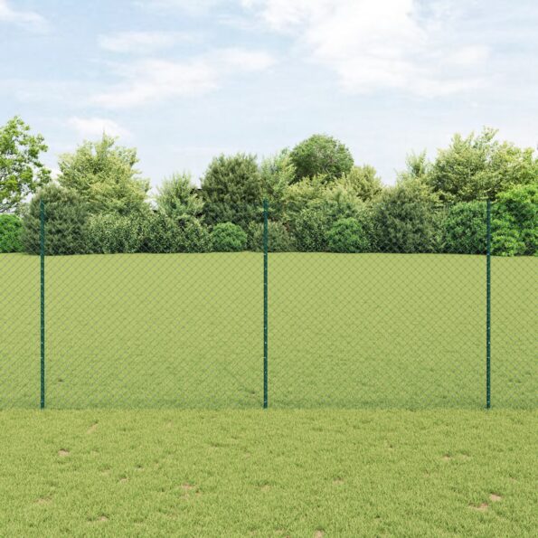 3336234_1.jpg vidaXL Retiazkový plot  s 10 U stĺpmi Zelený 1.4x10 m Oceľ – Obrázok 1