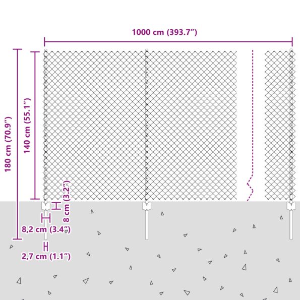 3336234_11.jpg vidaXL Retiazkový plot  s 10 U stĺpmi Zelený 1.4x10 m Oceľ – Obrázok 11