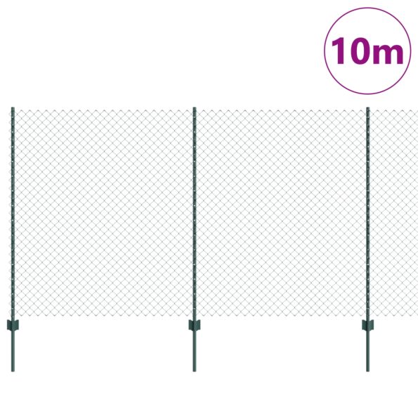 3336234_3.jpg vidaXL Retiazkový plot  s 10 U stĺpmi Zelený 1.4x10 m Oceľ – Obrázok 3