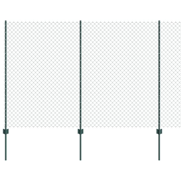 vidaXL Reťazový plot  s 10 U stĺpikmi Zelený 1.5x10 m Oceľ – Obrázok 2