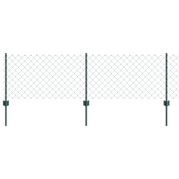 vidaXL Reťazový plot  s 10 U stĺpikmi Zelený 0.6x10 m Oceľ – Obrázok 2