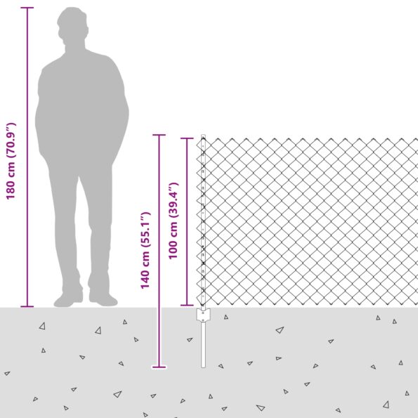 vidaXL Reťazová ohrada  s 10 U stĺpikmi Zelená 1x10 m Oceľ – Obrázok 13