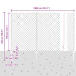 vidaXL Reťazový plot  s 10 U stĺpikmi Zelený 1.4x10 m Oceľ – Obrázok 11