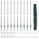 vidaXL Reťazový plot  s 10 U stĺpikmi Zelený 1.4x10 m Oceľ – Obrázok 4