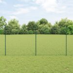 vidaXL Retiazkový plot  s 10 U stĺpikmi Zelený 1.5x10 m Oceľ