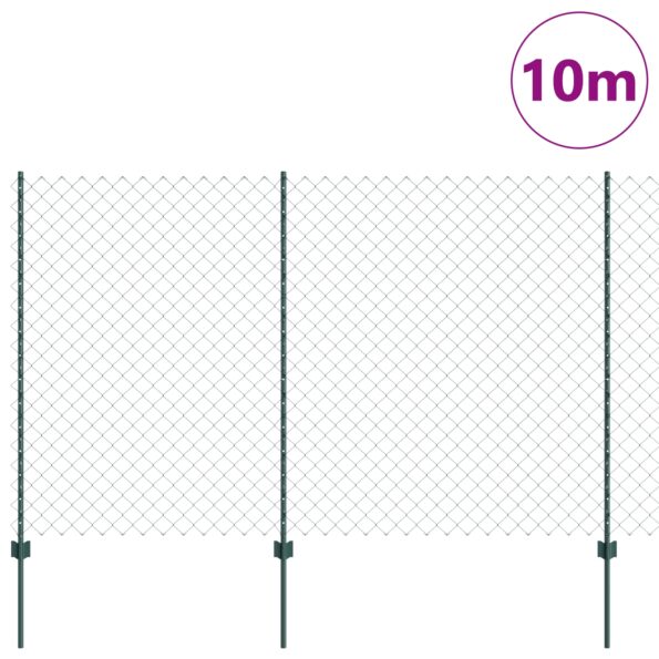 3336243_3.jpg vidaXL Retiazkový plot  s 10 U stĺpikmi Zelený 1.5x10 m Oceľ – Obrázok 3