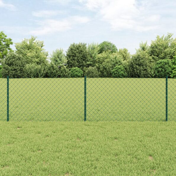 3336246_1.jpg vidaXL Reťazový plot s 22 U stĺpikmi Zelený 0.6x25 m Oceľ – Obrázok 1