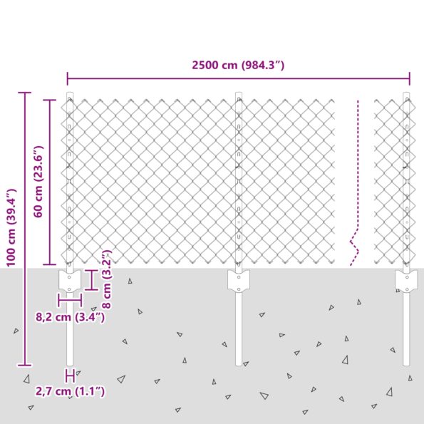 3336246_10.jpg vidaXL Reťazový plot s 22 U stĺpikmi Zelený 0.6x25 m Oceľ – Obrázok 10