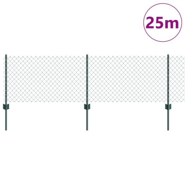 3336246_3.jpg vidaXL Reťazový plot s 22 U stĺpikmi Zelený 0.6x25 m Oceľ – Obrázok 3