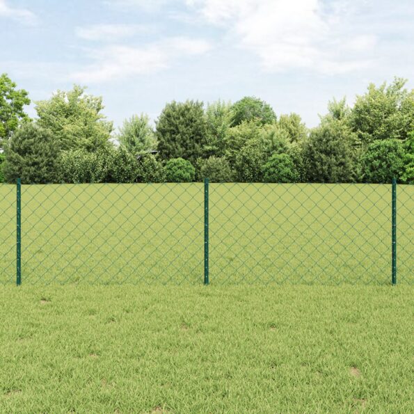 3336250_1.jpg vidaXL reťazový plot s 22 U stĺpikmi Zelený 0.6x25 m Oceľ – Obrázok 1