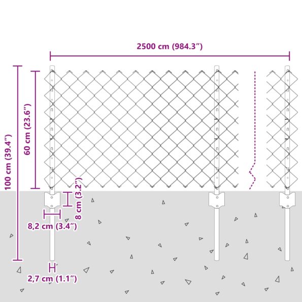 3336250_10.jpg vidaXL reťazový plot s 22 U stĺpikmi Zelený 0.6x25 m Oceľ – Obrázok 10