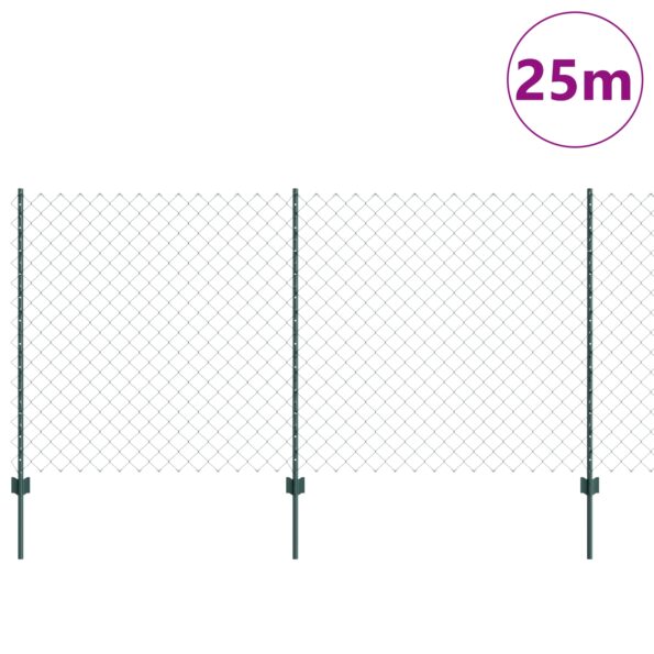 vidaXL Pletivový plot s 22 U stĺpikmi zelený 1.2x25 m oceľový – Obrázok 3
