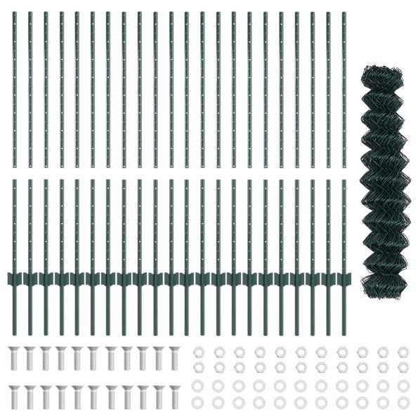 vidaXL Pletivový plot s 22 U stĺpikmi zelený 1.2x25 m oceľový – Obrázok 4